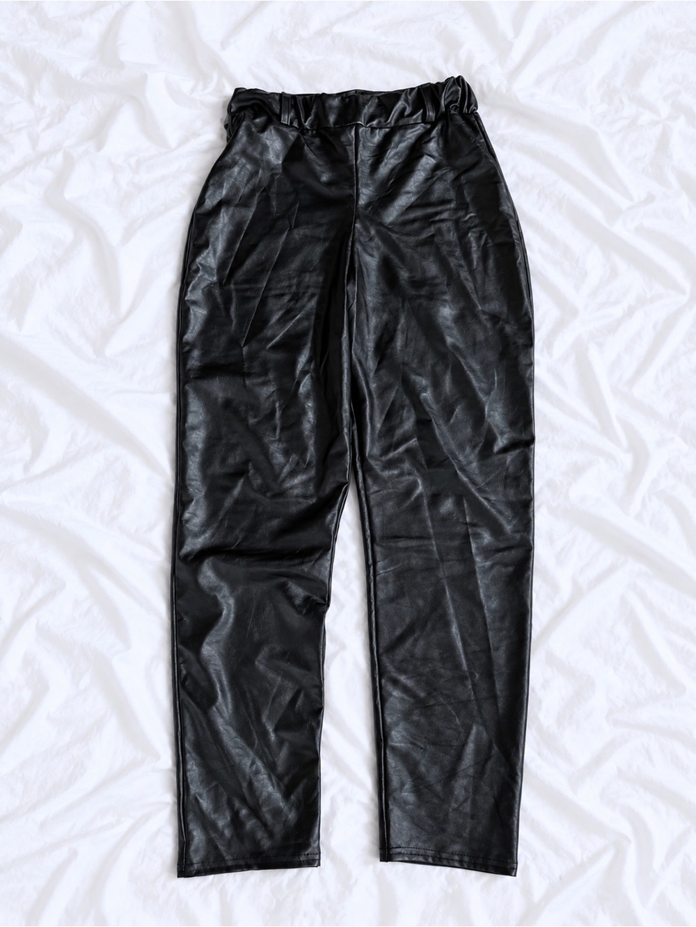 PrettyLittleThing Black Faux Leather Straight Leg Pants